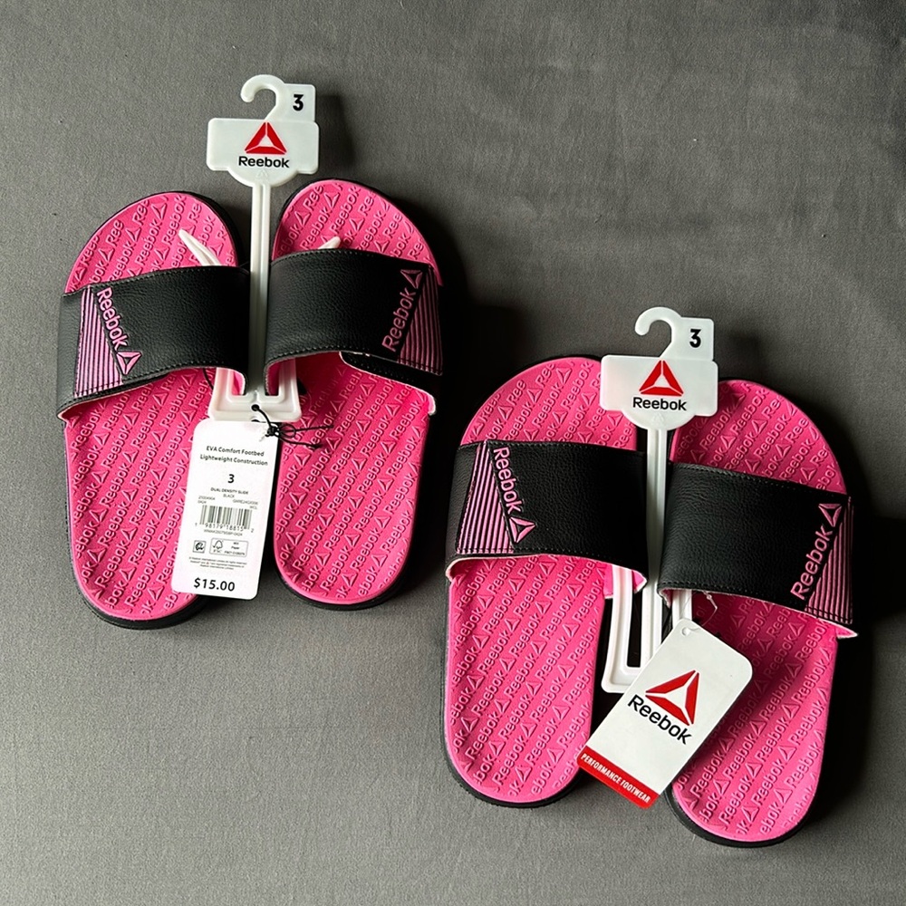 NWT Girls Reebok Slides (Lot of 2) Little Girls Sz 3